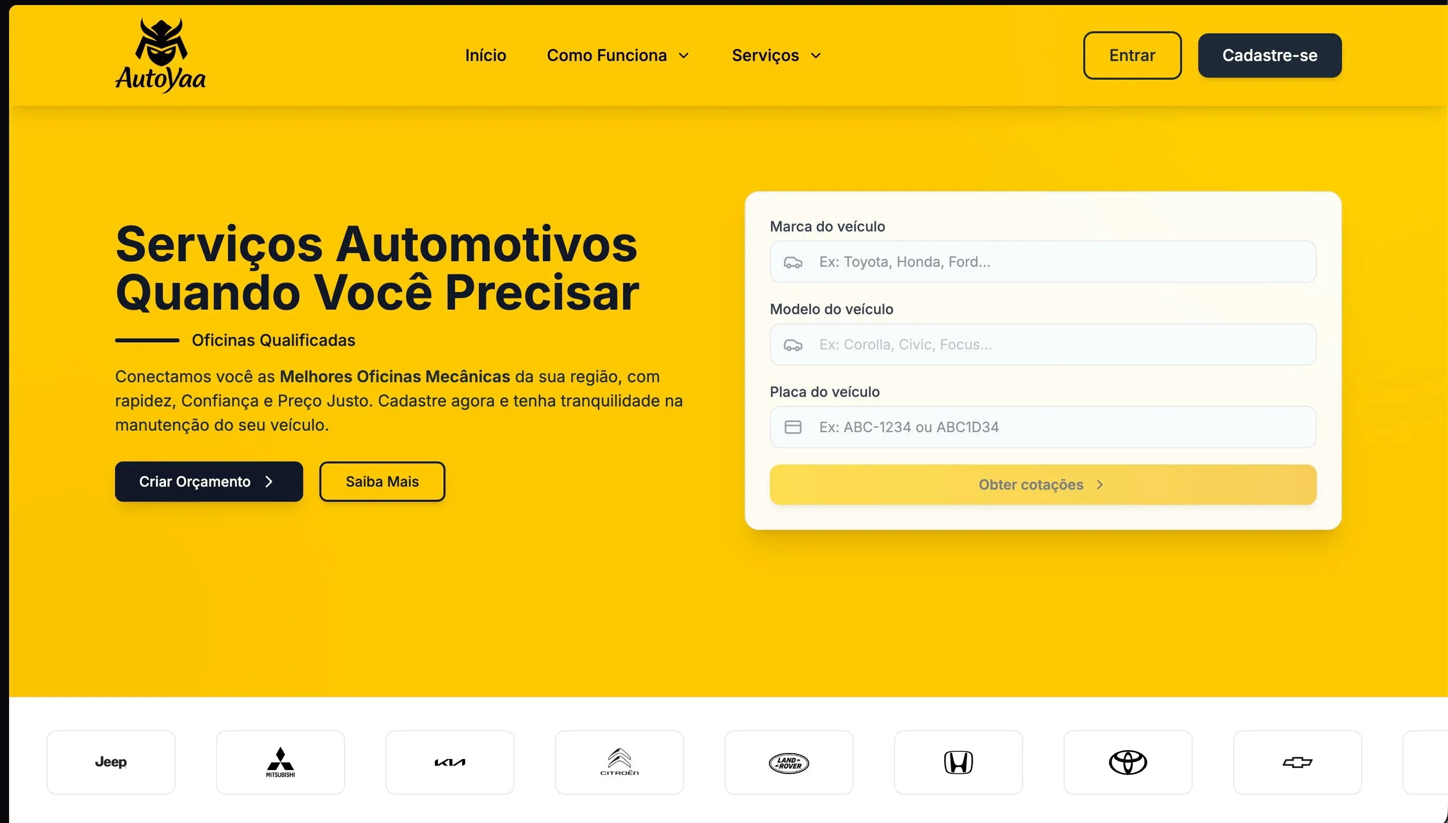 Screenshot do projeto AutoYaa desenvolvido pela Softec Digital
