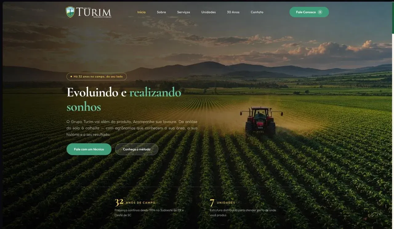Screenshot do projeto Grupo Turim desenvolvido pela Softec Digital