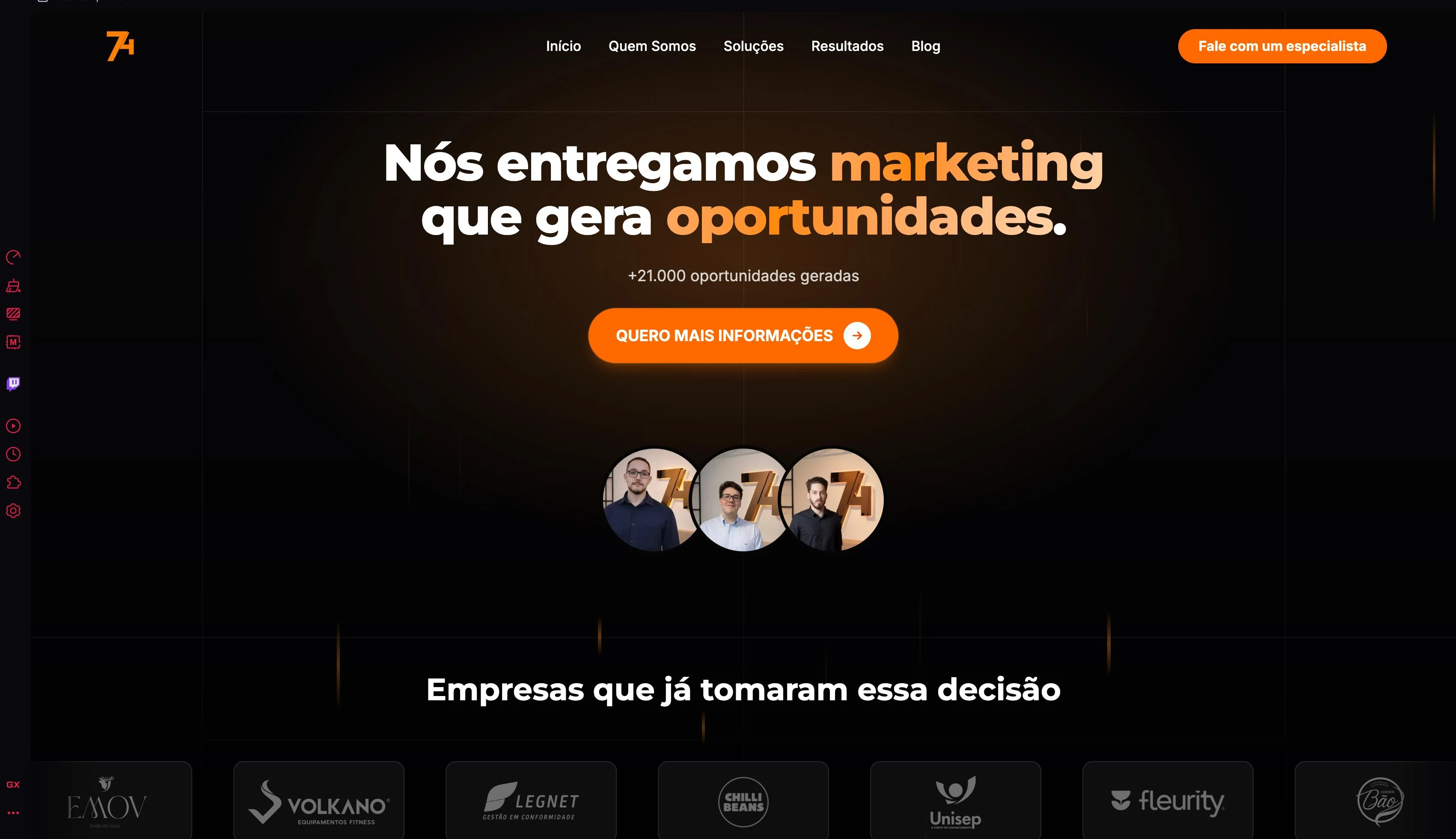 Screenshot do projeto Assessoria74 desenvolvido pela SOFTEC